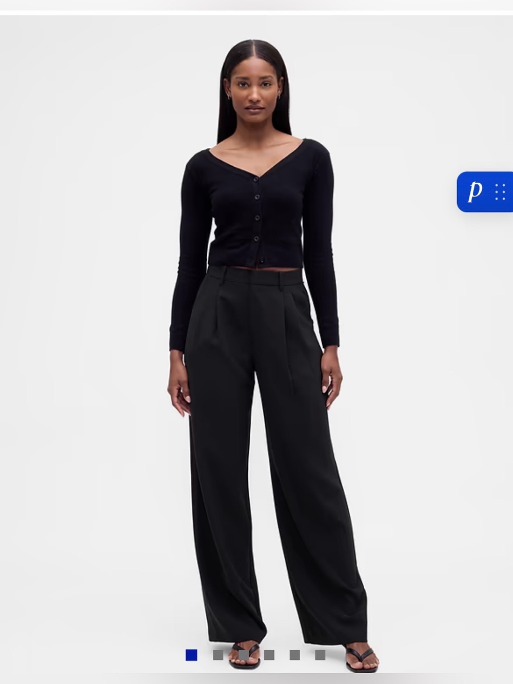 GAP Black Curvy 365 High-Rise Wide Leg Pleated Trousers